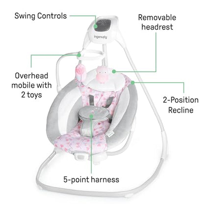 Ingenuity SimpleComfort Baby Swing (Pink Cassidy) - Kidsy
