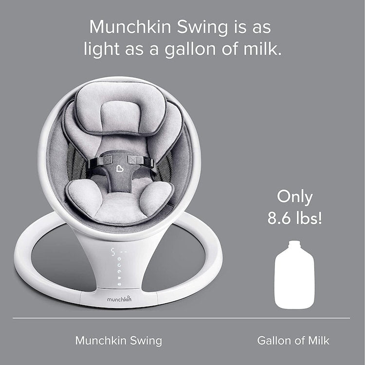 Munchkin Bluetooth Enabled Baby Swing with Natural Sway (White Grey) - Kidsy