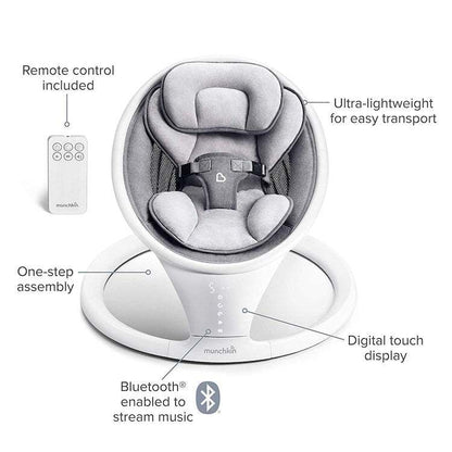 Munchkin Bluetooth Enabled Baby Swing with Natural Sway (White Grey) - Kidsy