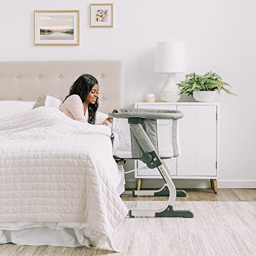 New Baby Delight Beside Me Dreamer Bassinet Bedside Sleeper (Charcoal Tweed) - Kidsy