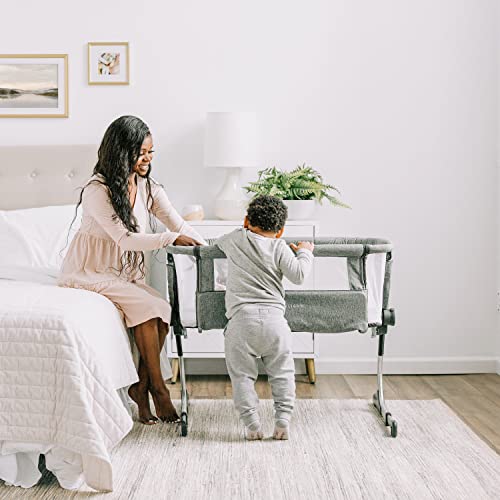 New Baby Delight Beside Me Dreamer Bassinet Bedside Sleeper (Charcoal Tweed) - Kidsy