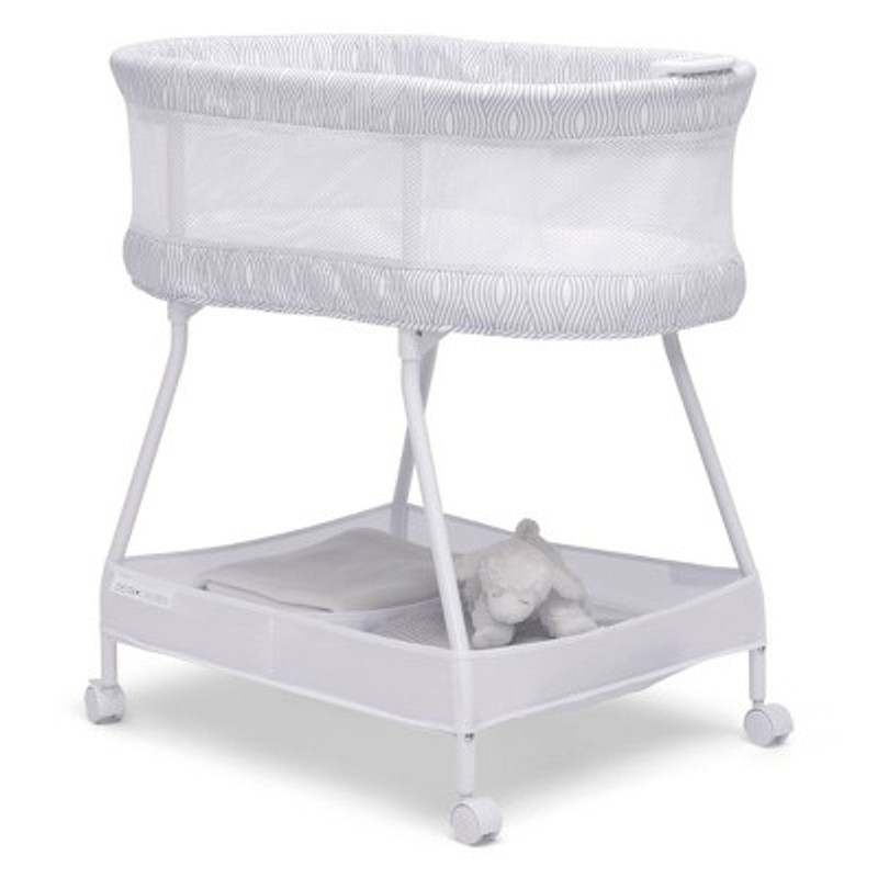 New Delta Children Curve Bassinet (White/Grey) - Kidsy