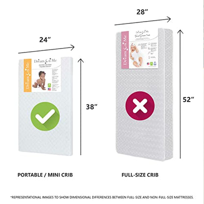 New Dream On Me Sunset 3” Extra Firm Fiber Crib Mattress (White) - Kidsy