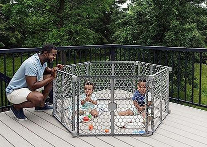 New Regalo 2 - in - 1 Play Yard and Baby Gate (Grey) - Kidsy