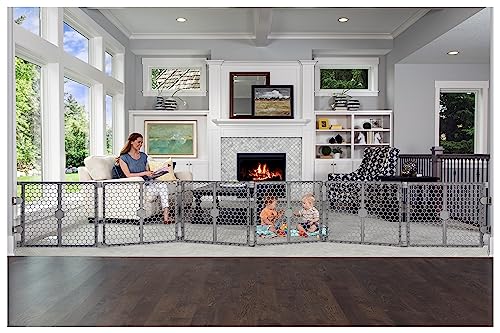 Regalo 2-in-1 Play Yard and Baby Gate, Up to 192" Wide, 26" Tall (Grey)