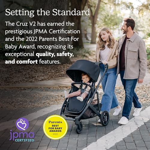 New UPPAbaby Cruz V2 Stroller Greyson (Charcoal Mélange/Carbon Frame/Saddle Leather) - Kidsy